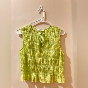 FRAME Lime Green Crinkle/Ruched Tank